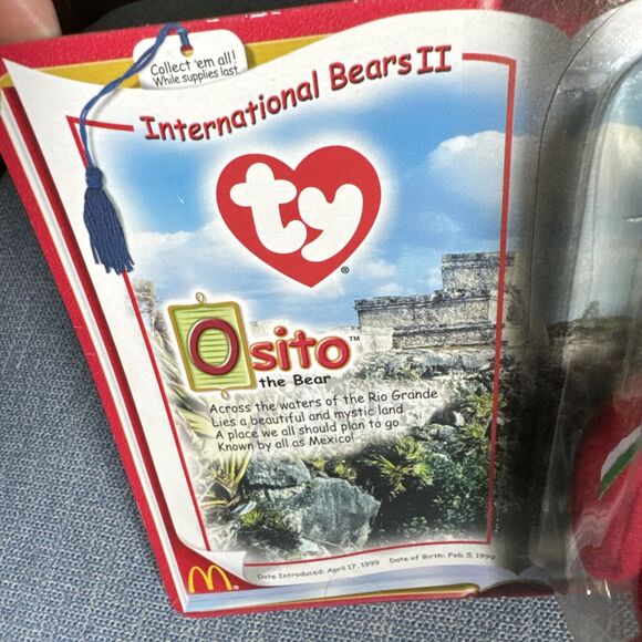 Mini Bear Plush Toy Beanie Vintage 1999 TY McDonalds International II Te… - Picture 3 of 8